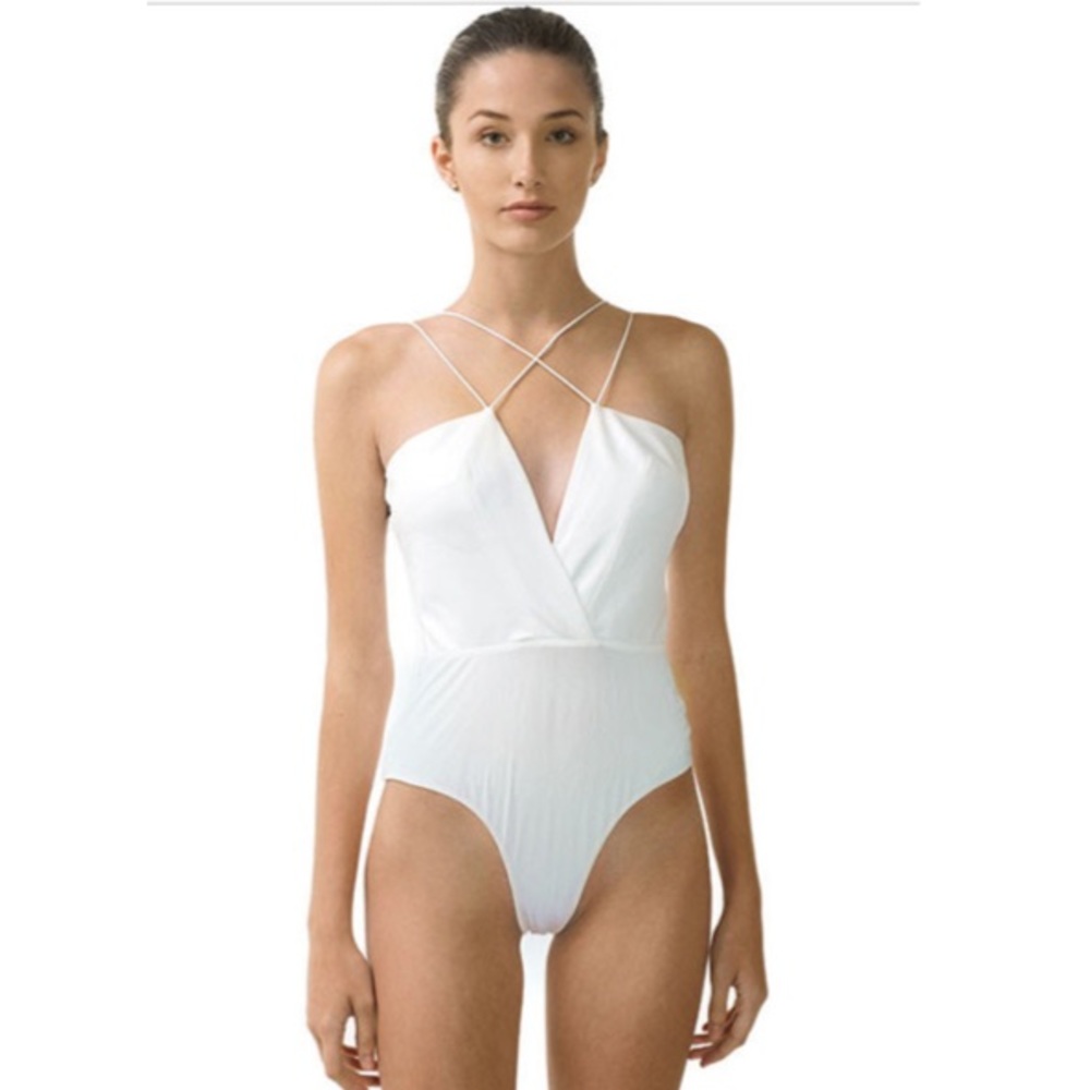 WantMyLook Criss Cross bodysuit in white